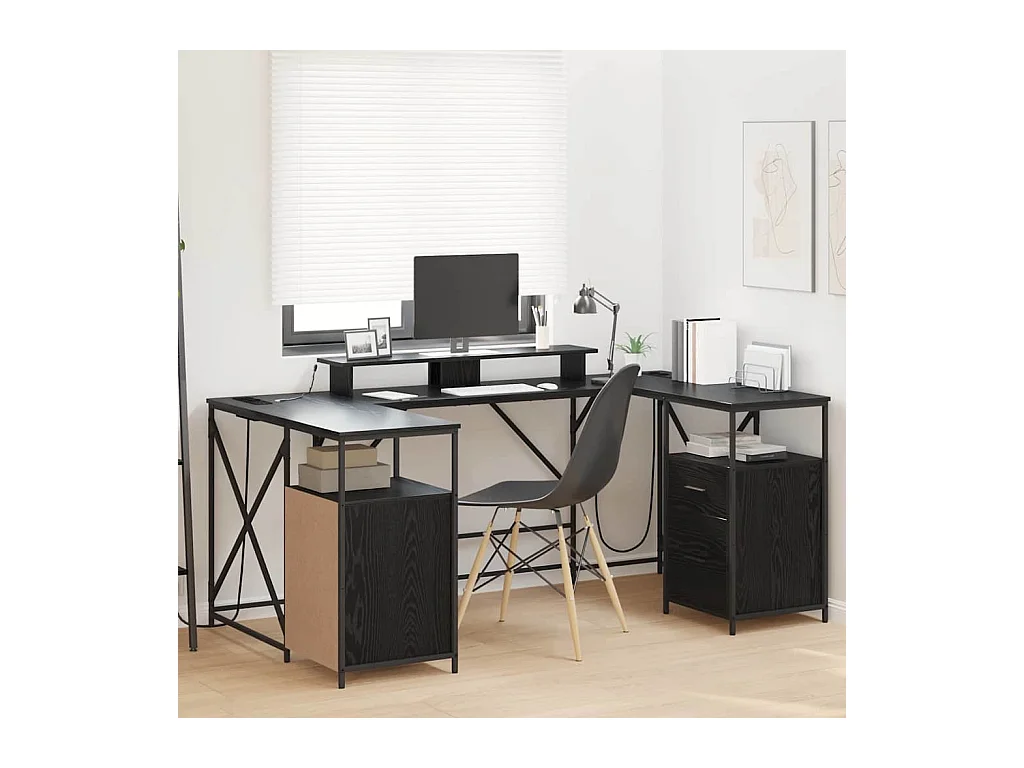 Bureau Chêne noir 182 x 101 x 87.5 cm Bois d'ingénierie