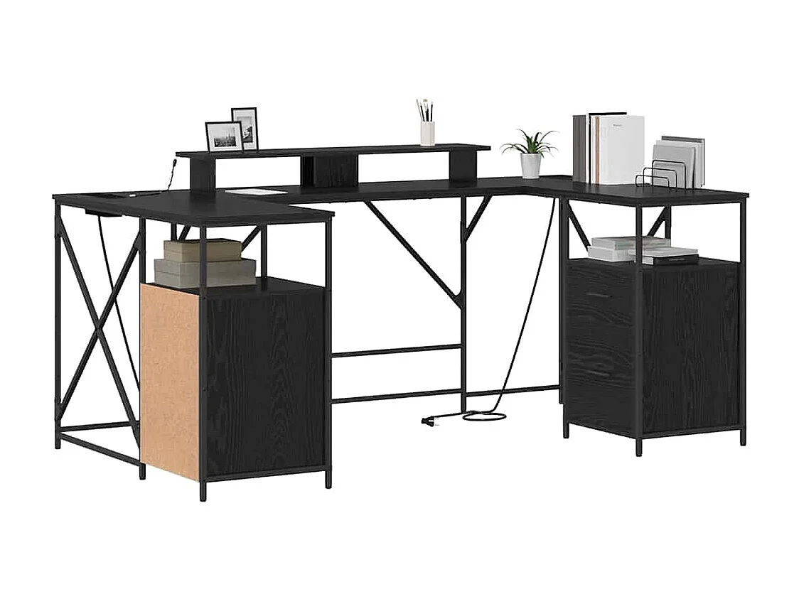 Escritorio Roble negro 182 x 101 x 87.5 cm Madera contrachapada