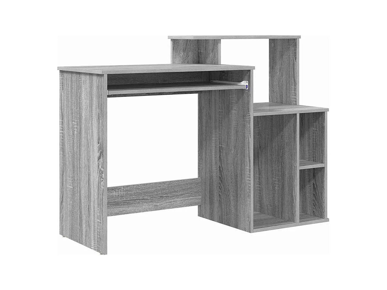 Bureau avec Rangement Sonoma gris 120.5 x 44 x 88.5 cm