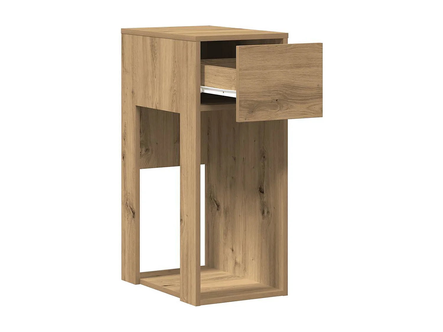 Support de tour d'ordinateur tiroir chêne artisanal 30x44x74 cm