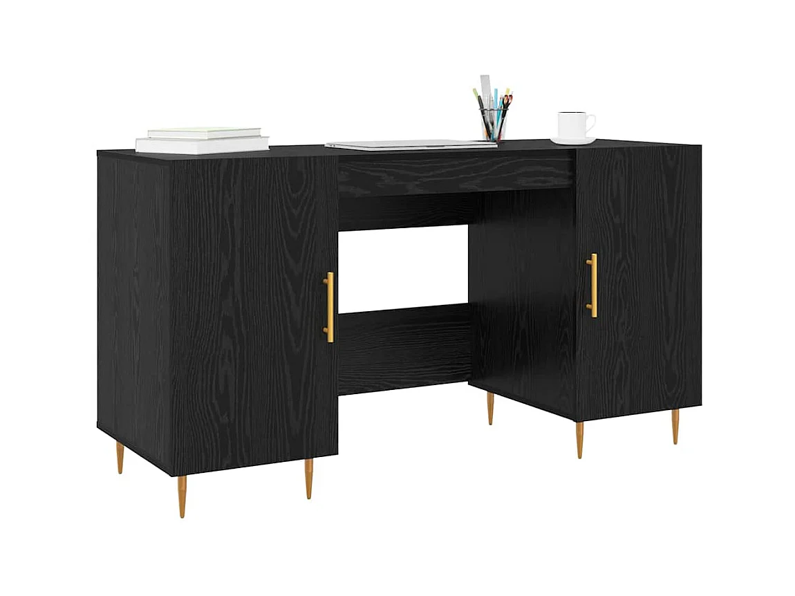 Bureau avec porte Chêne noir 140 x 50 x 75 cm Bois d'ingénierie