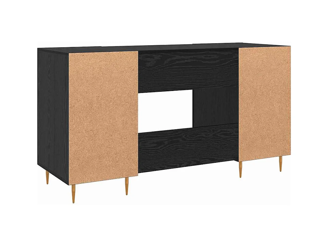 Bureau avec porte Chêne noir 140 x 50 x 75 cm Bois d'ingénierie