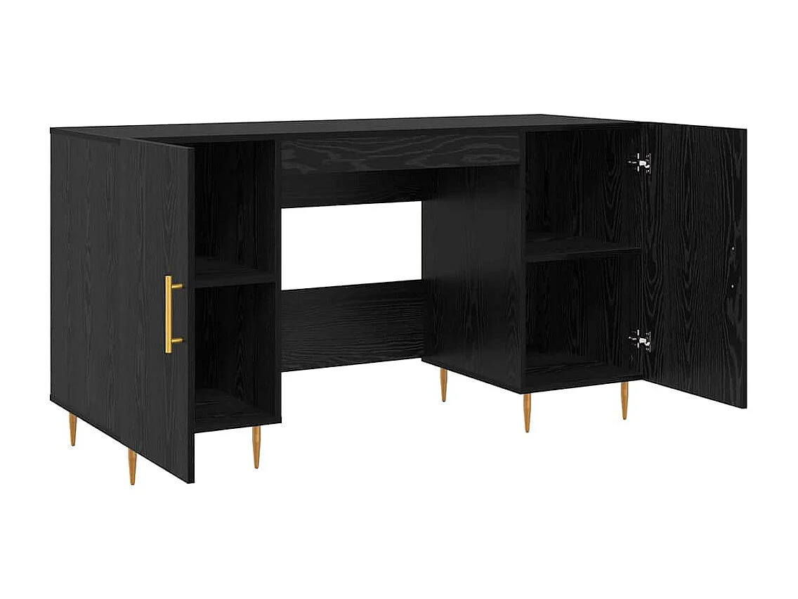 Bureau avec porte Chêne noir 140 x 50 x 75 cm Bois d'ingénierie