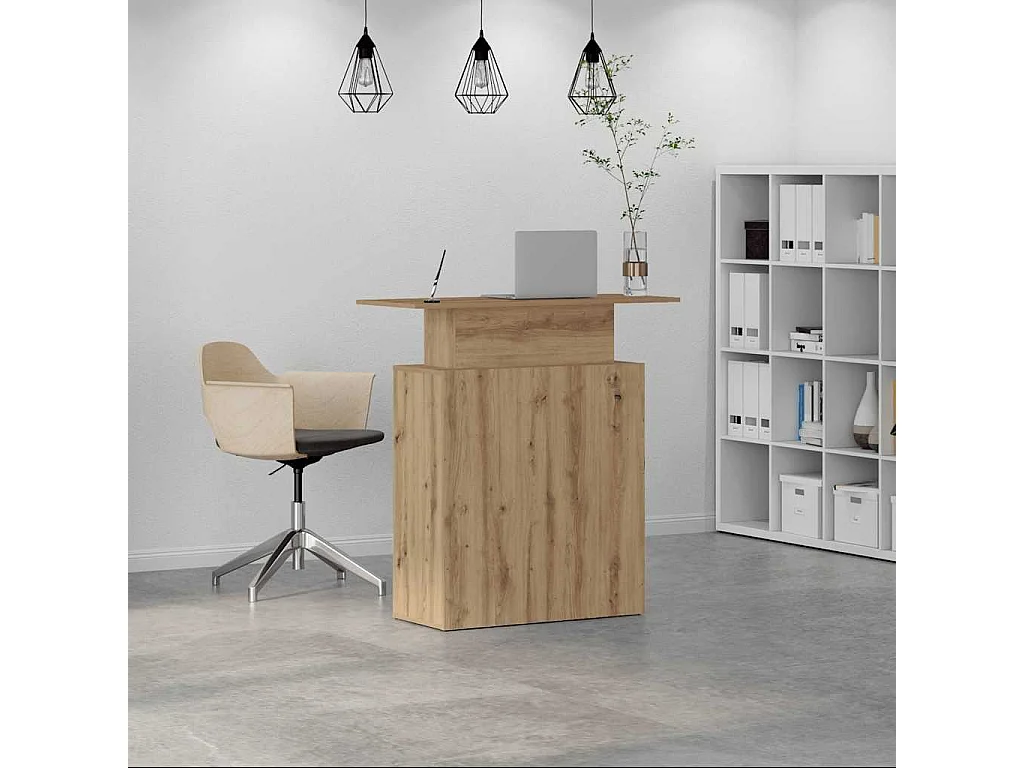 Bureau réception chêne artisanal 100x40x104 cm bois ingénierie