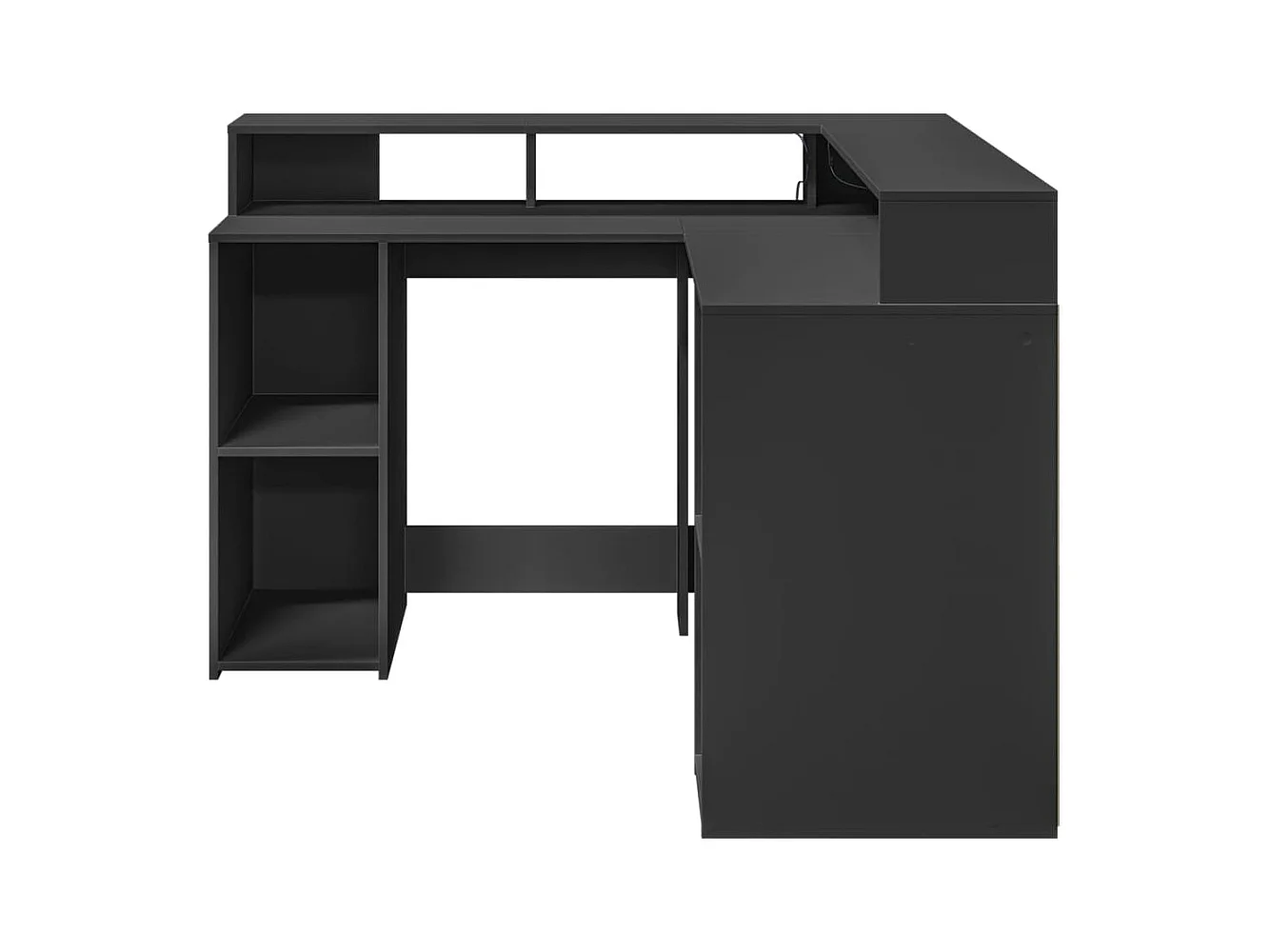 Bureau avec lumières LED noir 130x130x91 cm bois d'ingénierie
