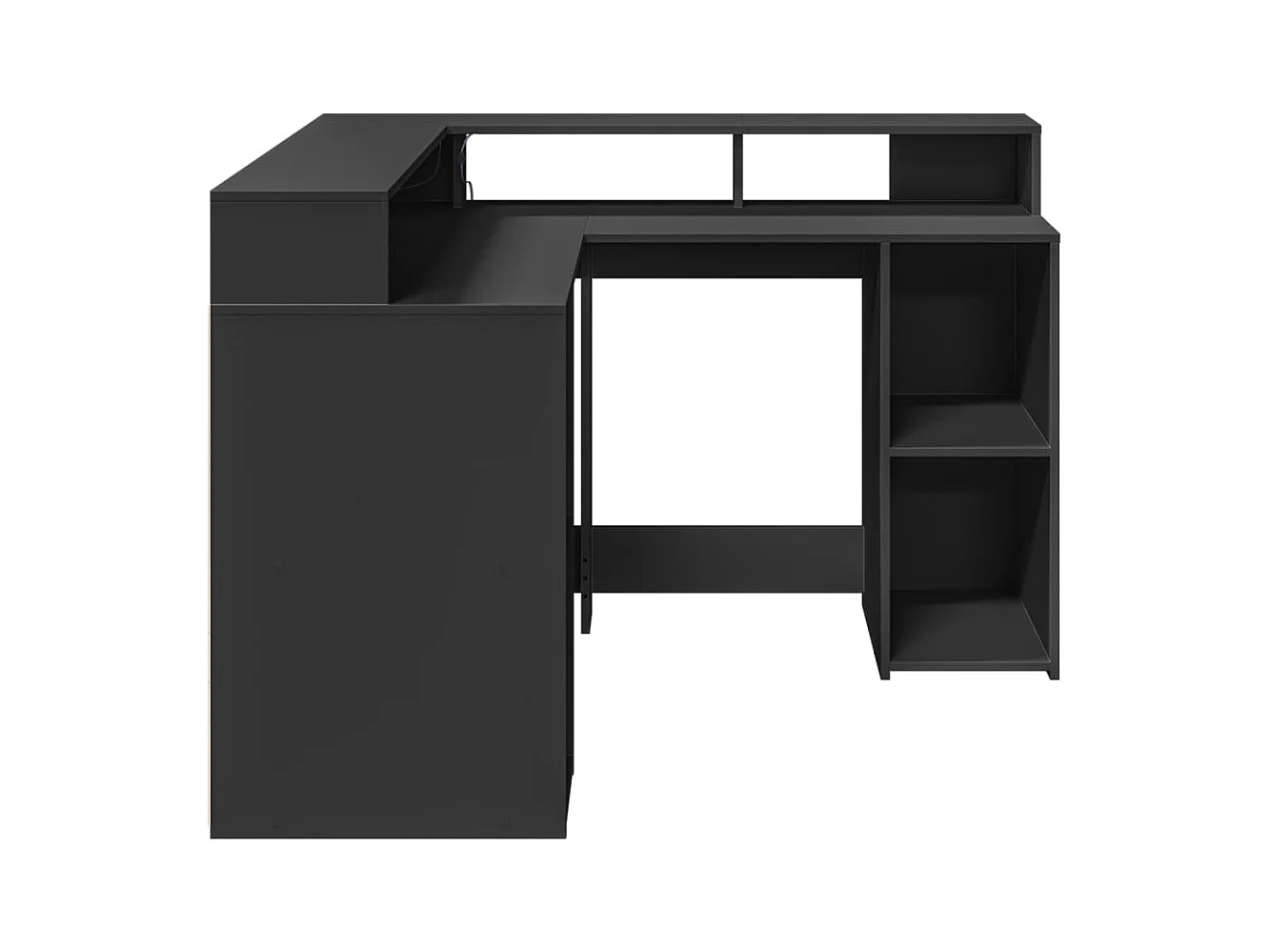 Bureau avec lumières LED noir 130x130x91 cm bois d'ingénierie