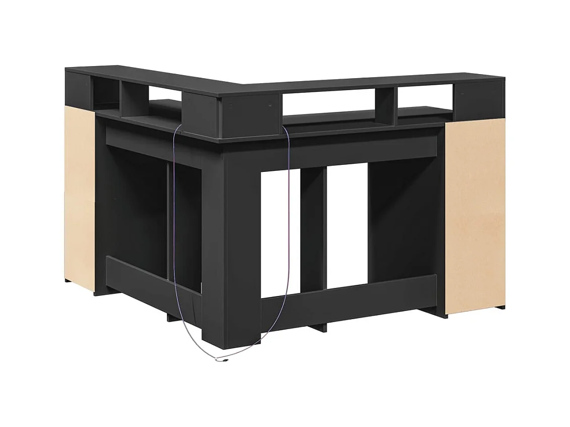 Bureau avec lumières LED noir 130x130x91 cm bois d'ingénierie