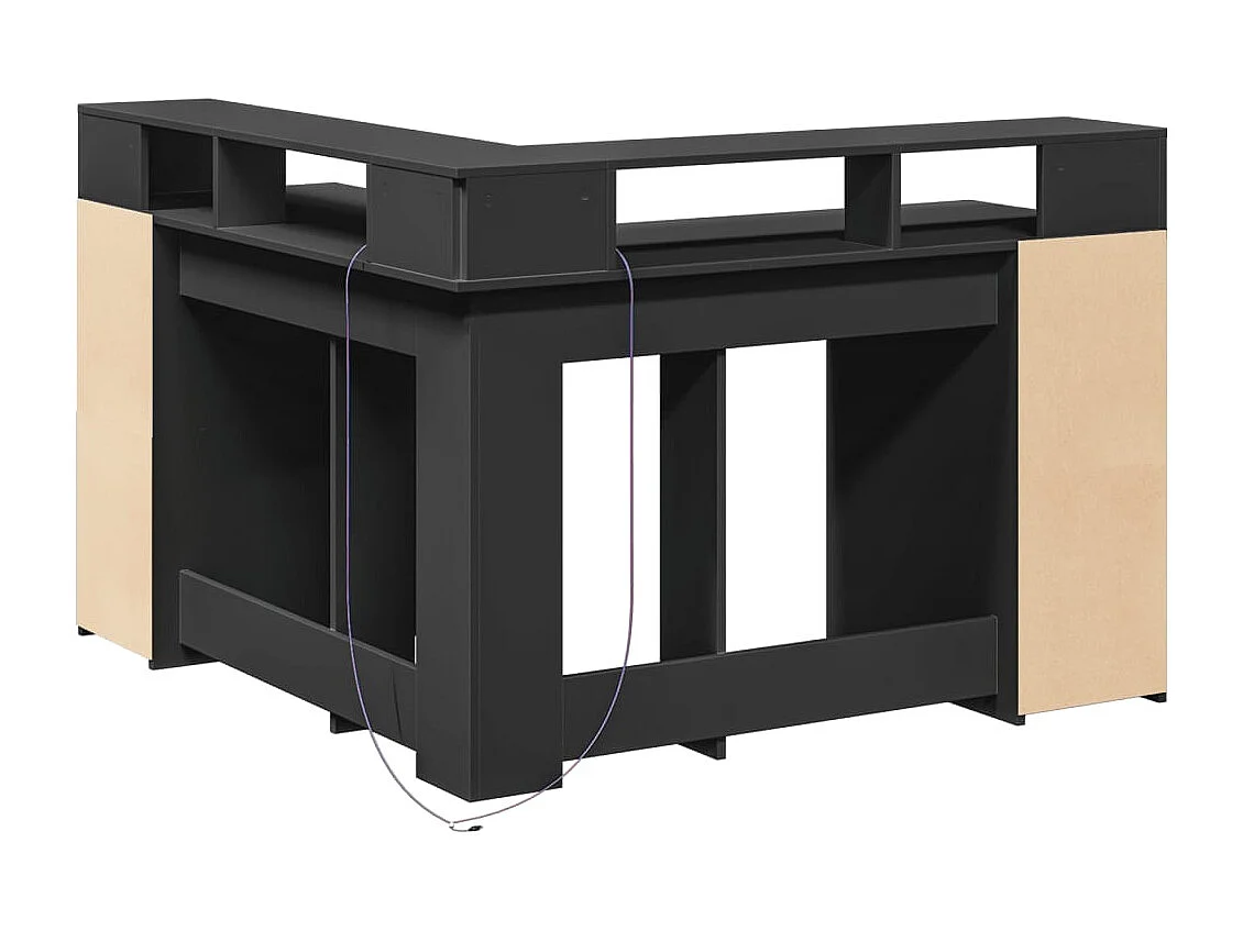 Bureau avec lumières LED noir 130x130x91 cm bois d'ingénierie