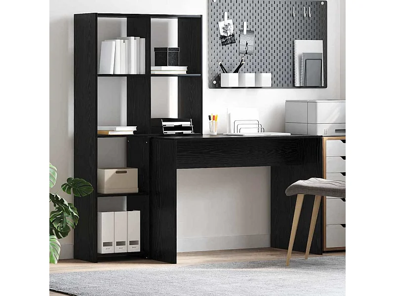 Escritorio Roble negro 138.5 x 55 x 143 cm Madera contrachapada