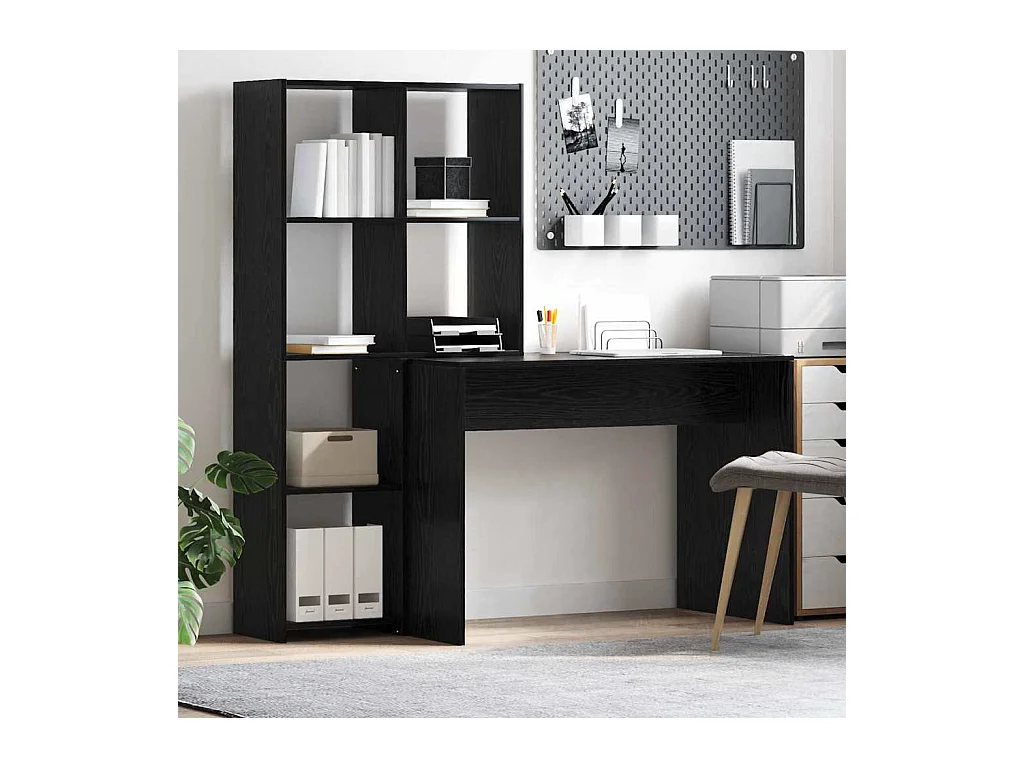 Escritorio Roble negro 138.5 x 55 x 143 cm Madera contrachapada