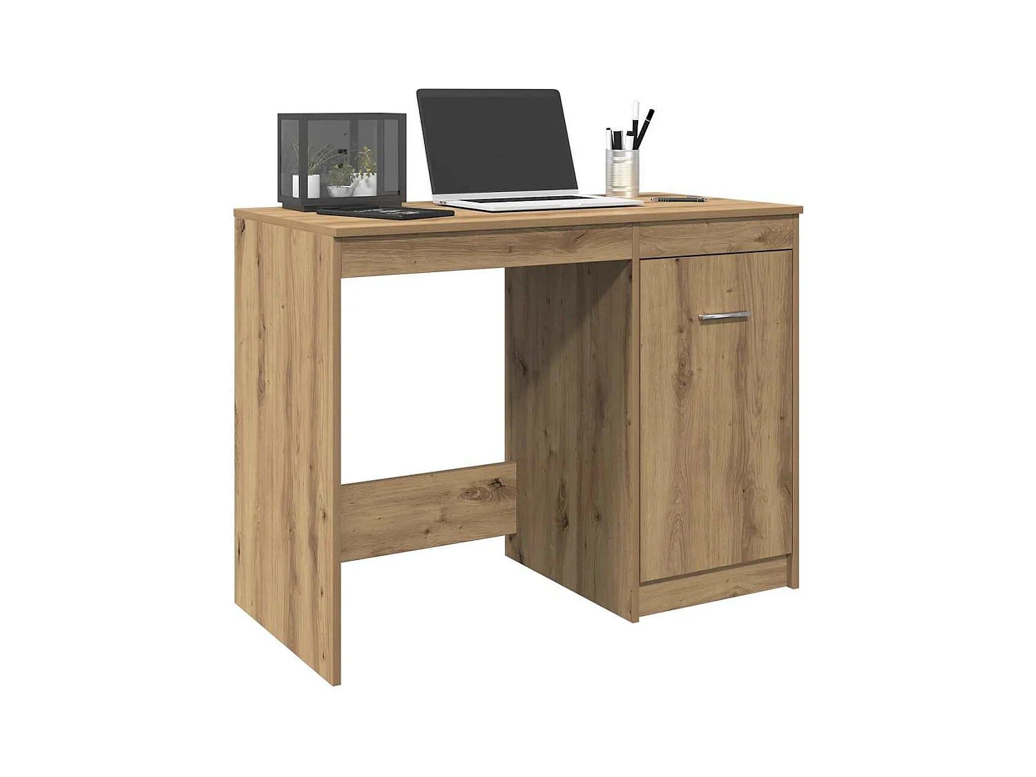 Bureau chêne artisanal 100x50x76 cm bois d'ingénierie