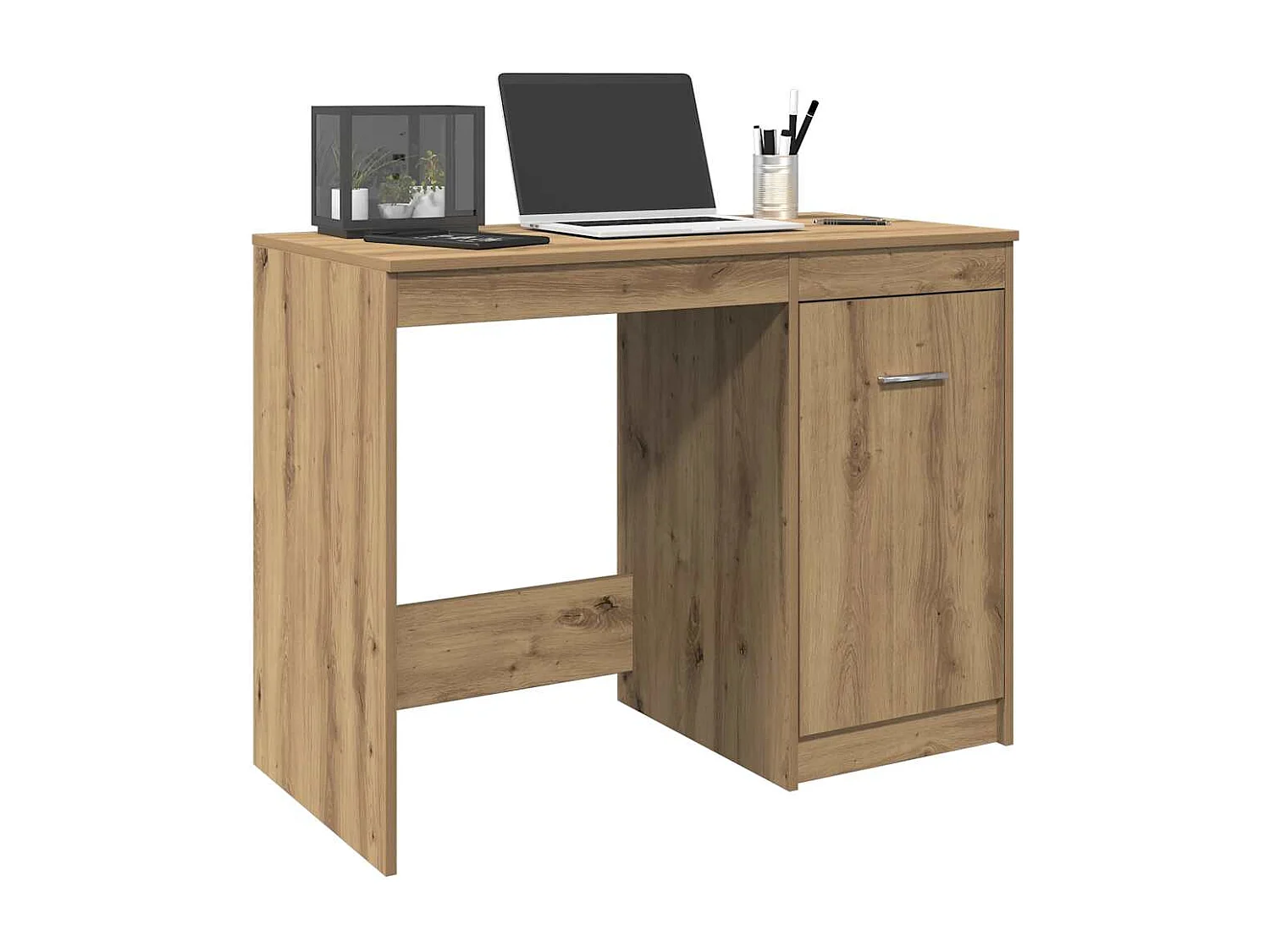 Bureau chêne artisanal 100x50x76 cm bois d'ingénierie