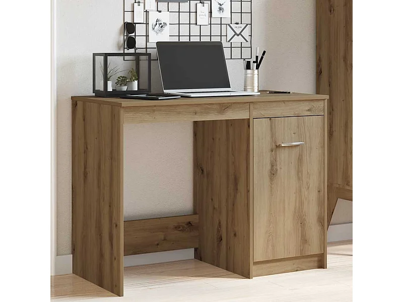 Bureau chêne artisanal 100x50x76 cm bois d'ingénierie