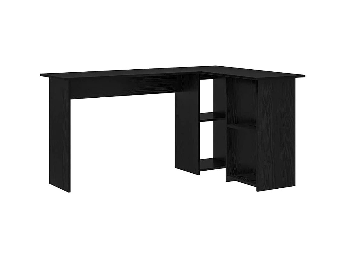 Bureau met plank Zwart eiken 142 x 102 x 73 cm Bewerkt hout