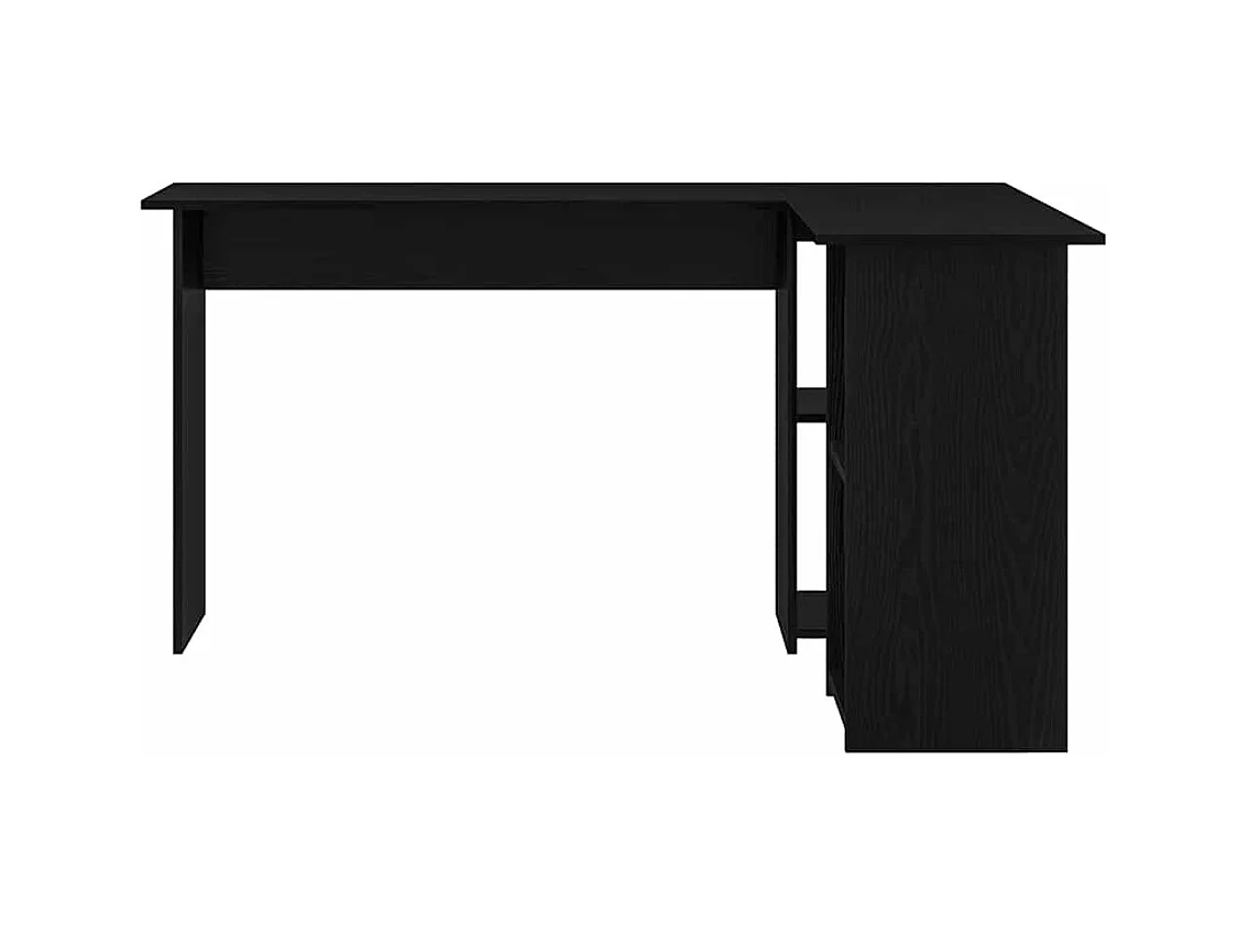 Bureau met plank Zwart eiken 142 x 102 x 73 cm Bewerkt hout