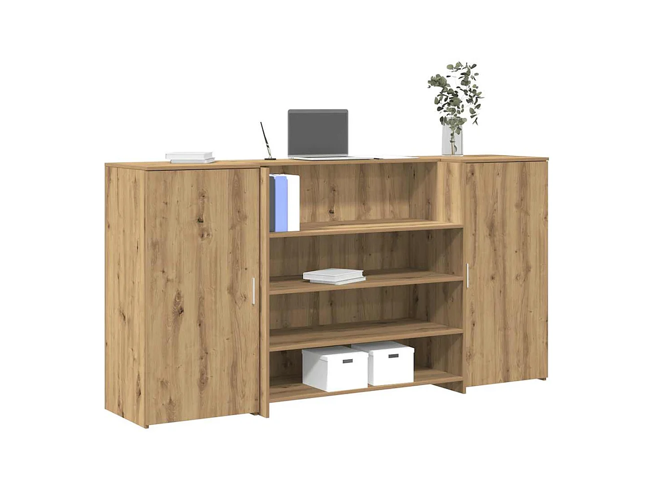 Bureau réception chêne artisanal 200x50x103,5cm bois ingénierie