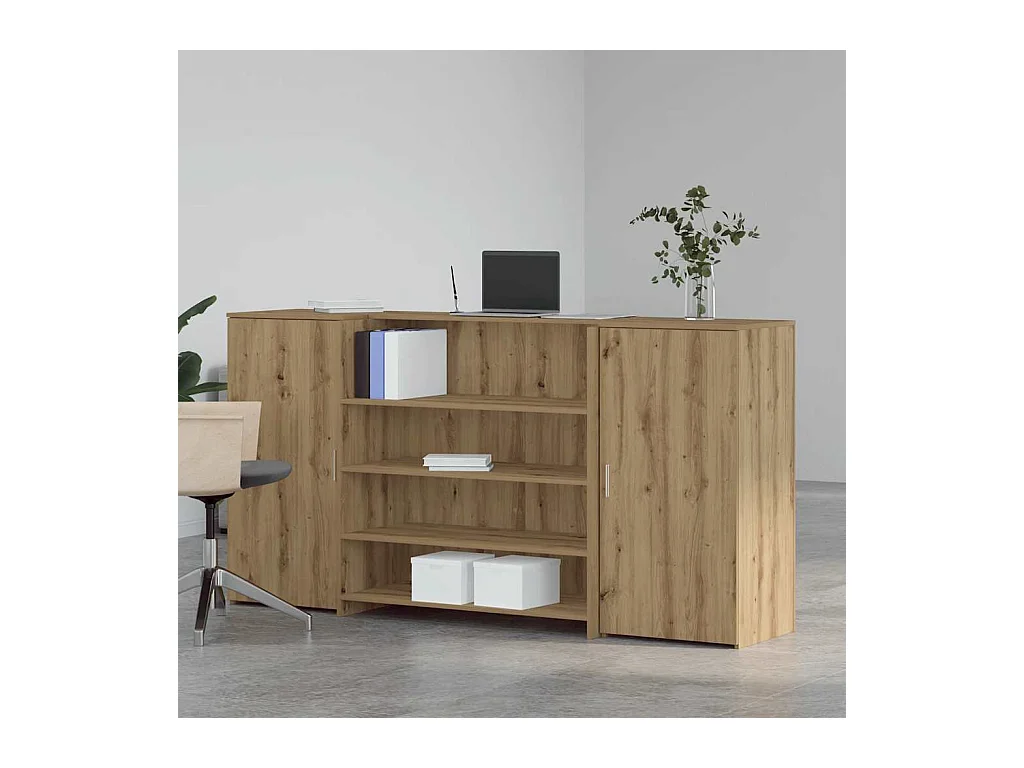 Bureau réception chêne artisanal 200x50x103,5cm bois ingénierie