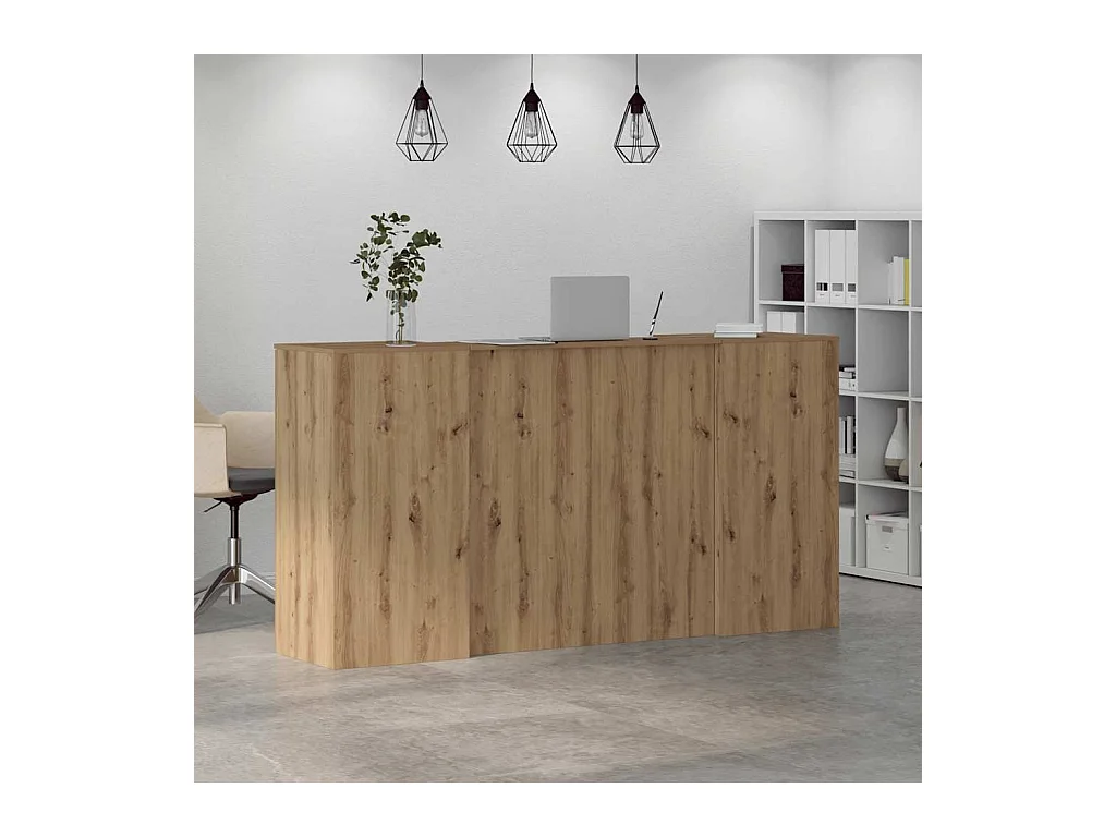 Bureau réception chêne artisanal 200x50x103,5cm bois ingénierie