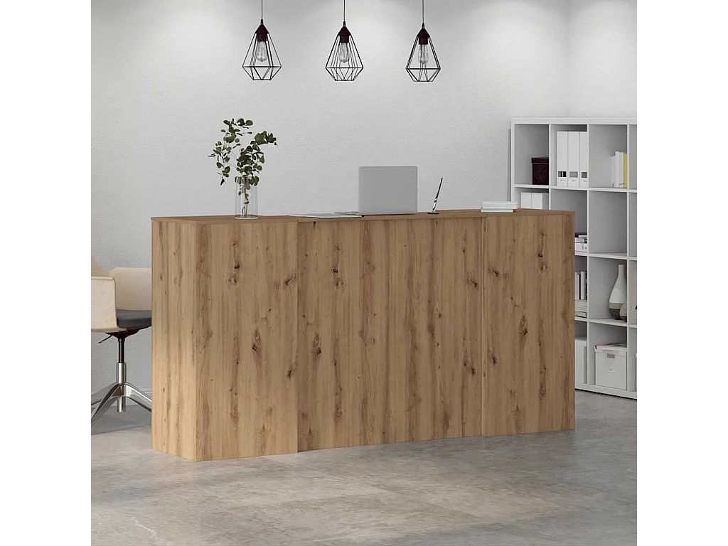 Bureau réception chêne artisanal 200x50x103,5cm bois ingénierie