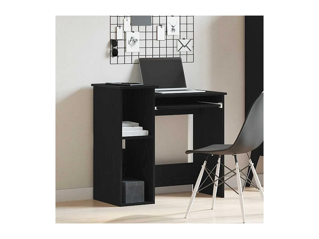 Bureau avec étagères noir 84x40x78 cm bois d'ingénierie