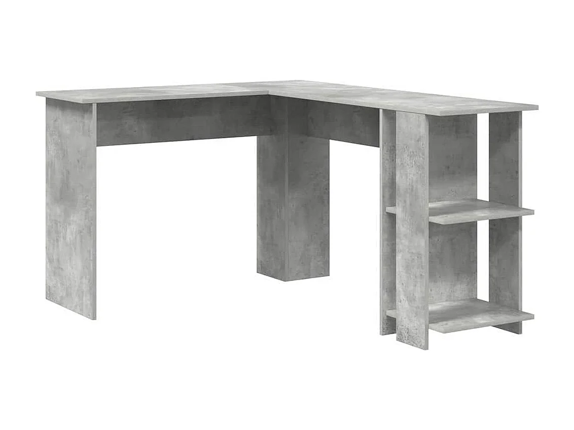 Bureau d'angle avec rangement Gris béton 140 x 113.5 x 75 cm