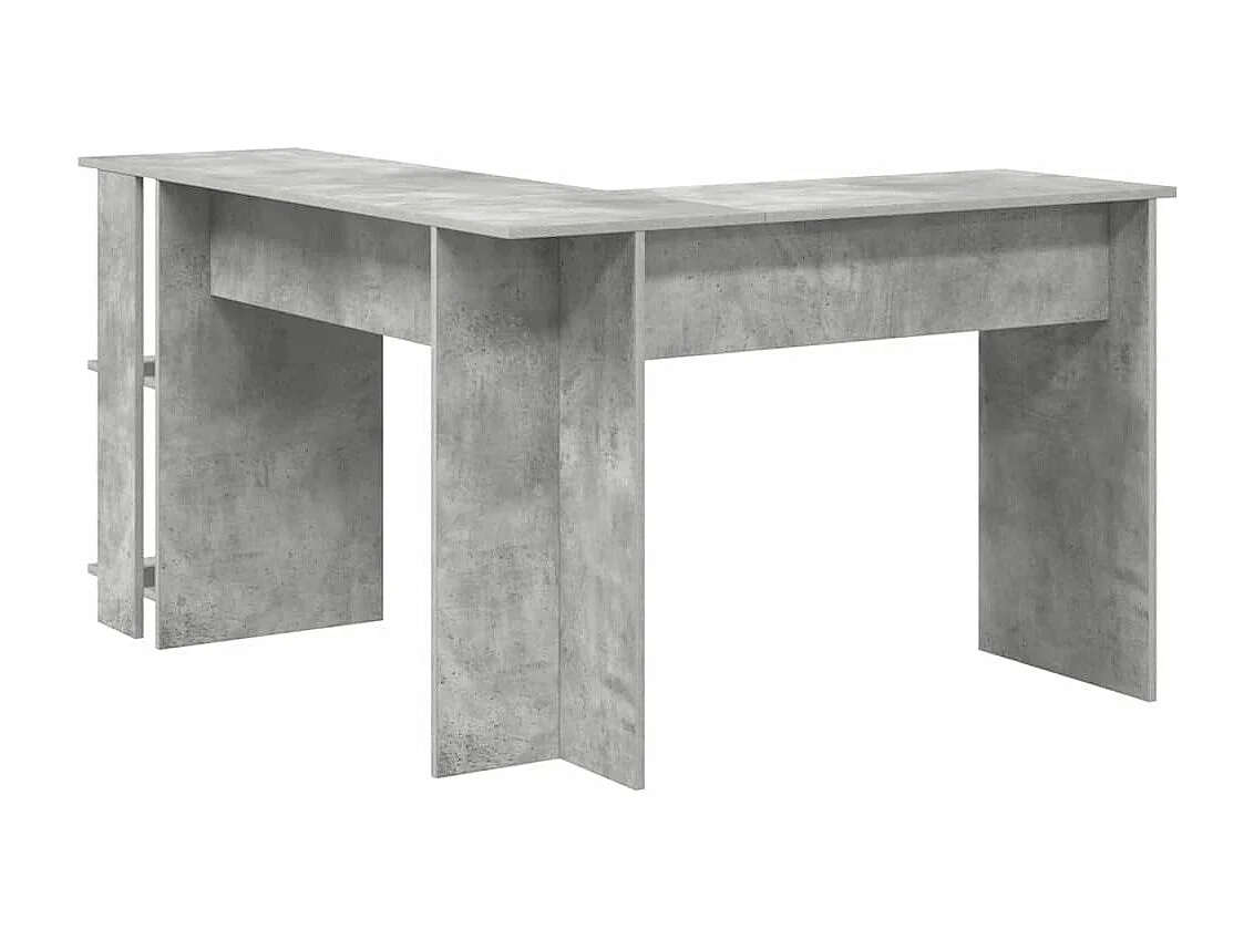 Bureau d'angle avec rangement Gris béton 140 x 113.5 x 75 cm