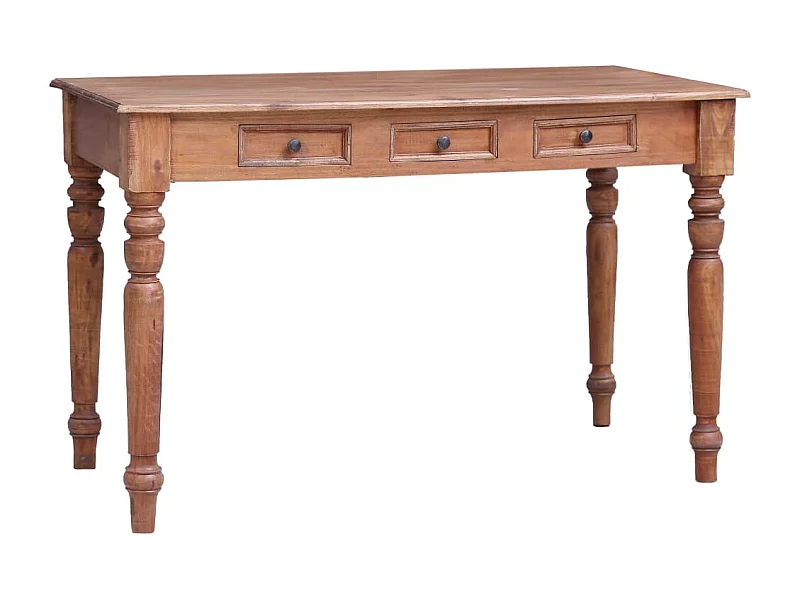 Bureau avec tiroirs 117x57x75 cm bois d'acajou massif