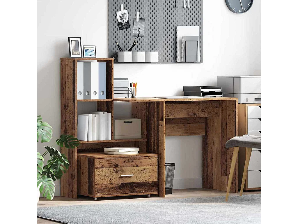 Bureau met lade Oud hout 131,5 x 50 x 106,5 cm Bewerkt hout