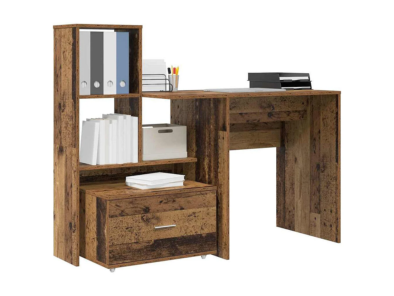 Bureau met lade Oud hout 131,5 x 50 x 106,5 cm Bewerkt hout