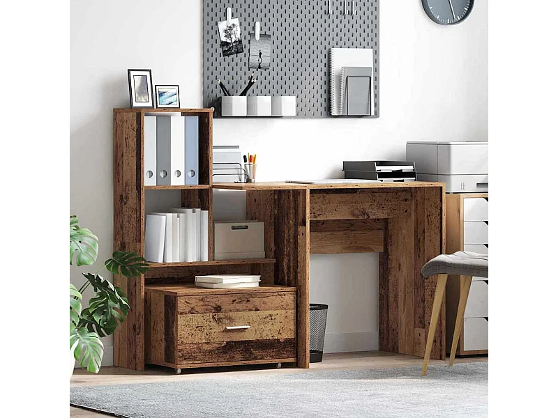 Bureau met lade Oud hout 131,5 x 50 x 106,5 cm Bewerkt hout