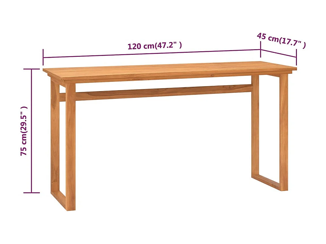 Bureau 120x45x75 cm Bois de teck solide