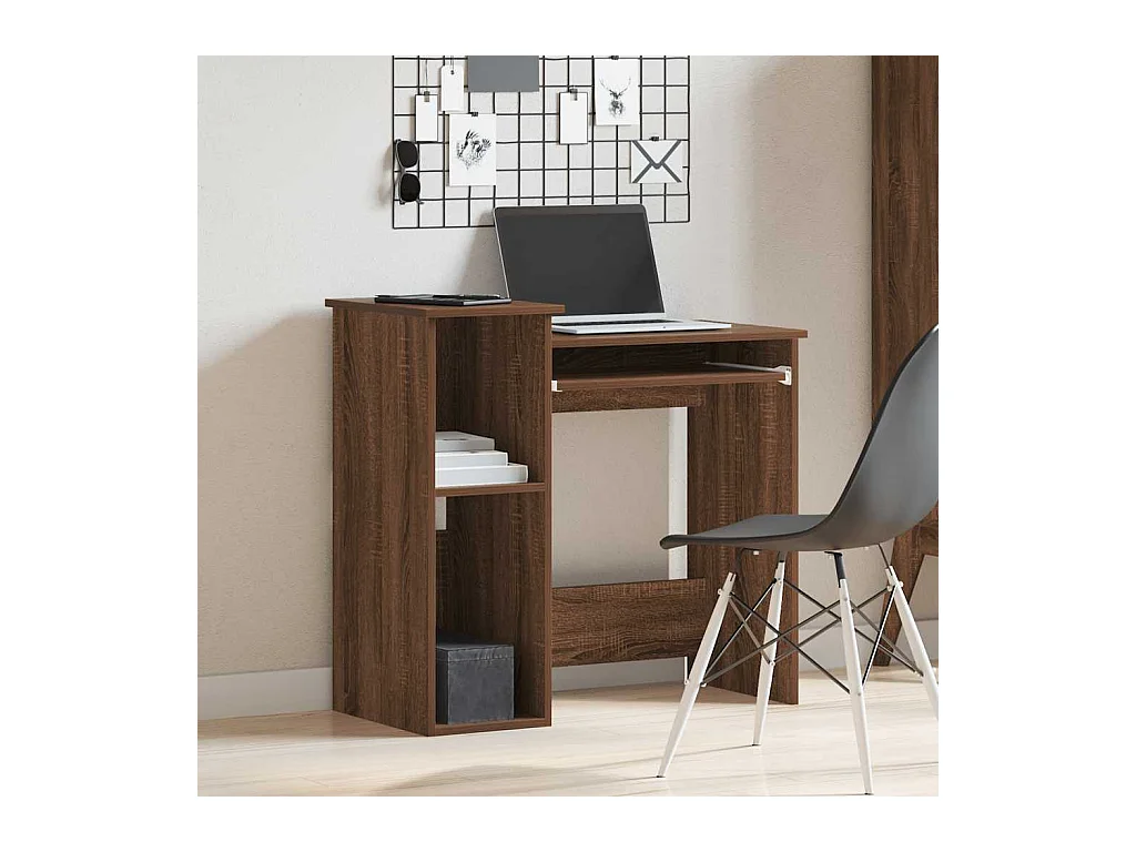 Bureau et étagères chêne marron 84x40x78 cm bois d'ingénierie