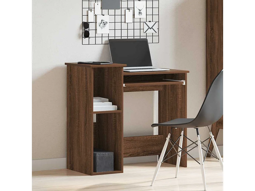Bureau et étagères chêne marron 84x40x78 cm bois d'ingénierie