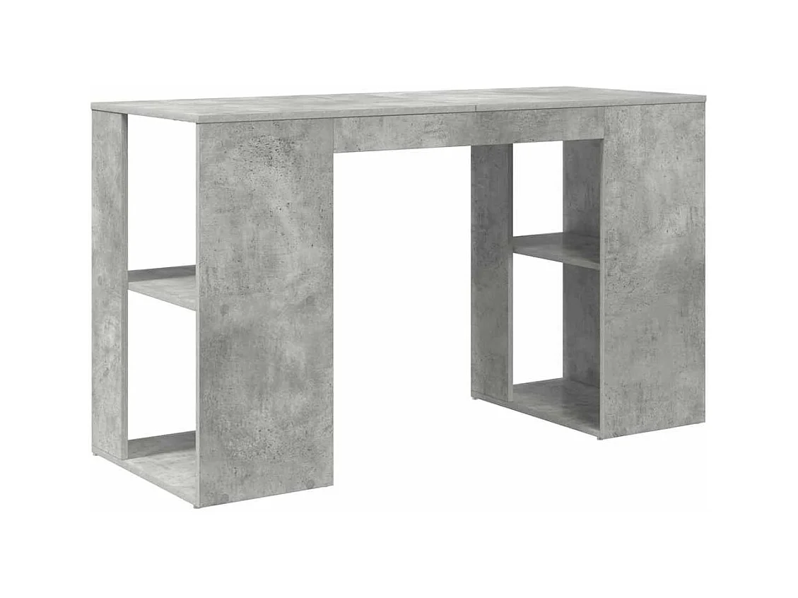 Bureau avec Rangement Gris béton 130 x 50,5 x 75 cm