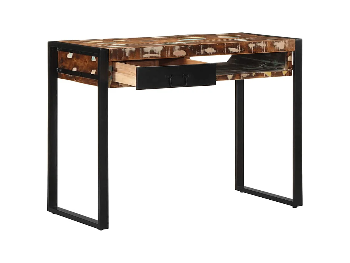 Bureau multicolore 100x50x75 cm bois massif de récupération