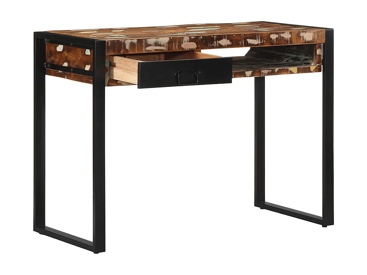 Bureau multicolore 100x50x75 cm bois massif de récupération