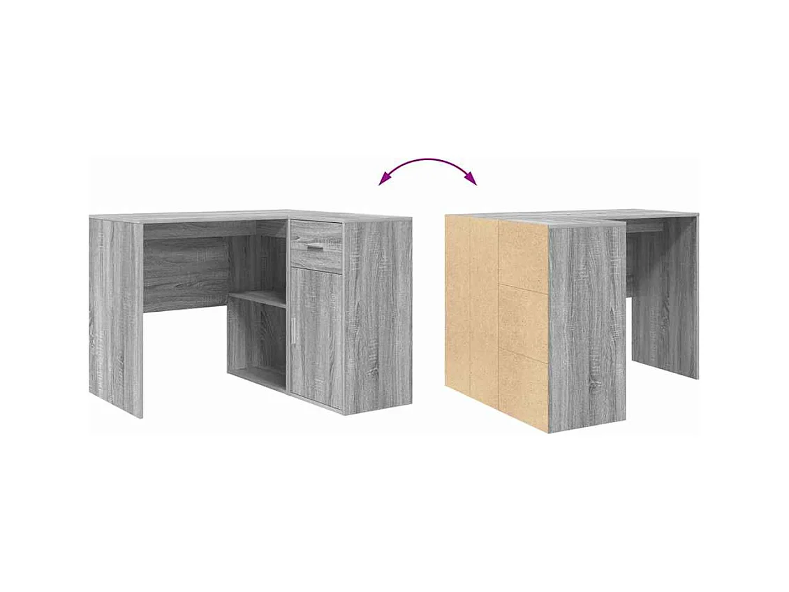 Bureau d'angle Sonoma gris 102 x 50 x 75 cm Bois d'ingénierie