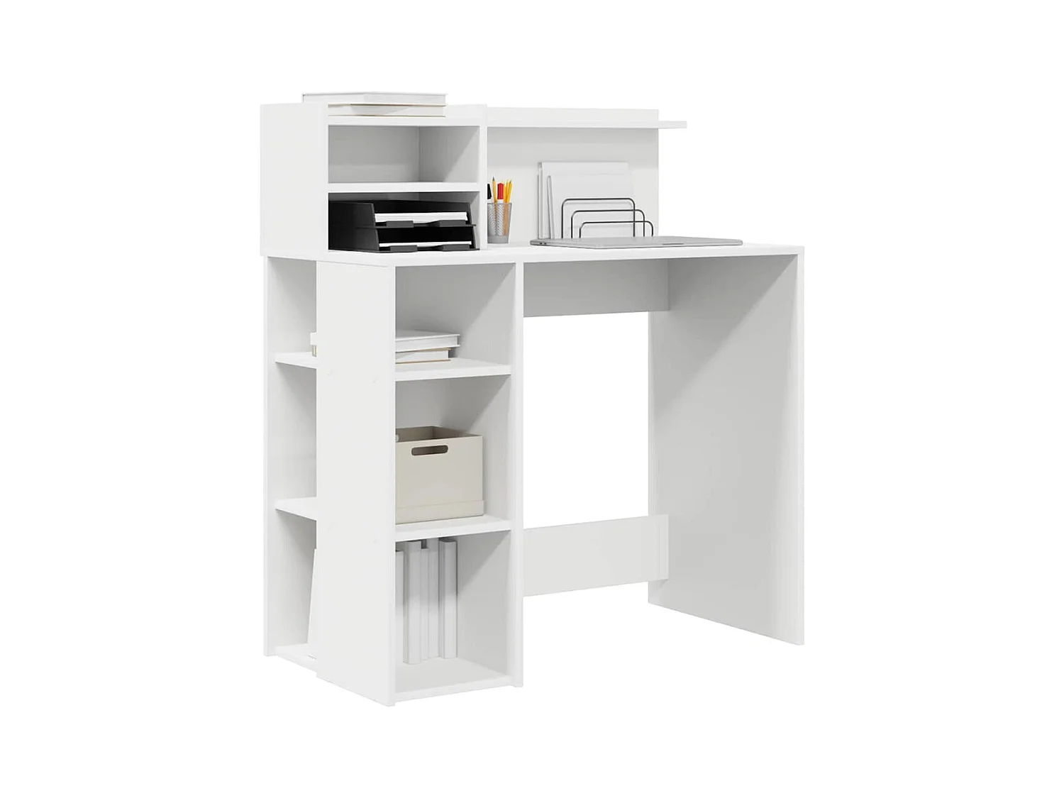 Bureau avec rangement avec étagère Blanc 90 x 48 x 101,5 cm