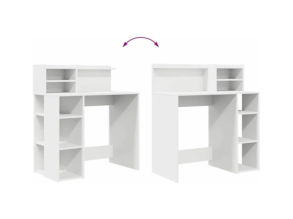 Bureau avec rangement avec étagère Blanc 90 x 48 x 101,5 cm