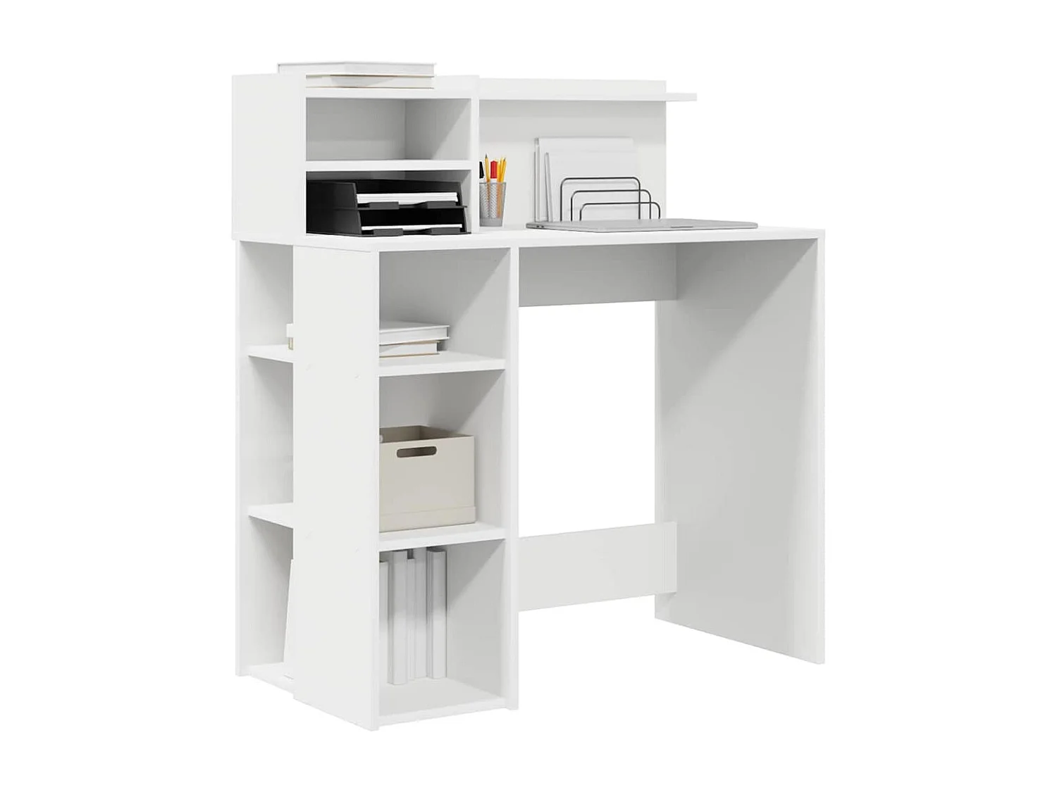 Bureau avec rangement avec étagère Blanc 90 x 48 x 101,5 cm