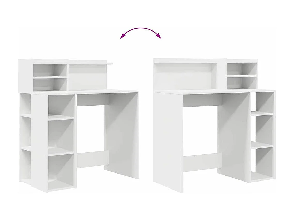 Bureau avec rangement avec étagère Blanc 90 x 48 x 101,5 cm