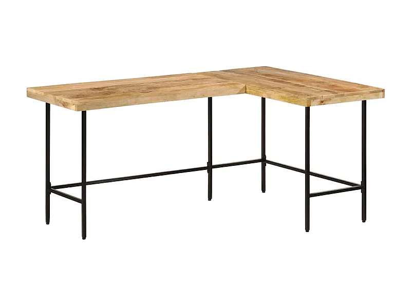 Bureau 165x110x77 cm bois massif de manguier et fer