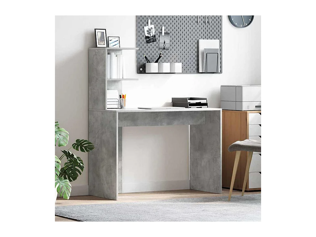 Bureau Gris béton 102 x 50 x 124 cm Bois d'ingénierie