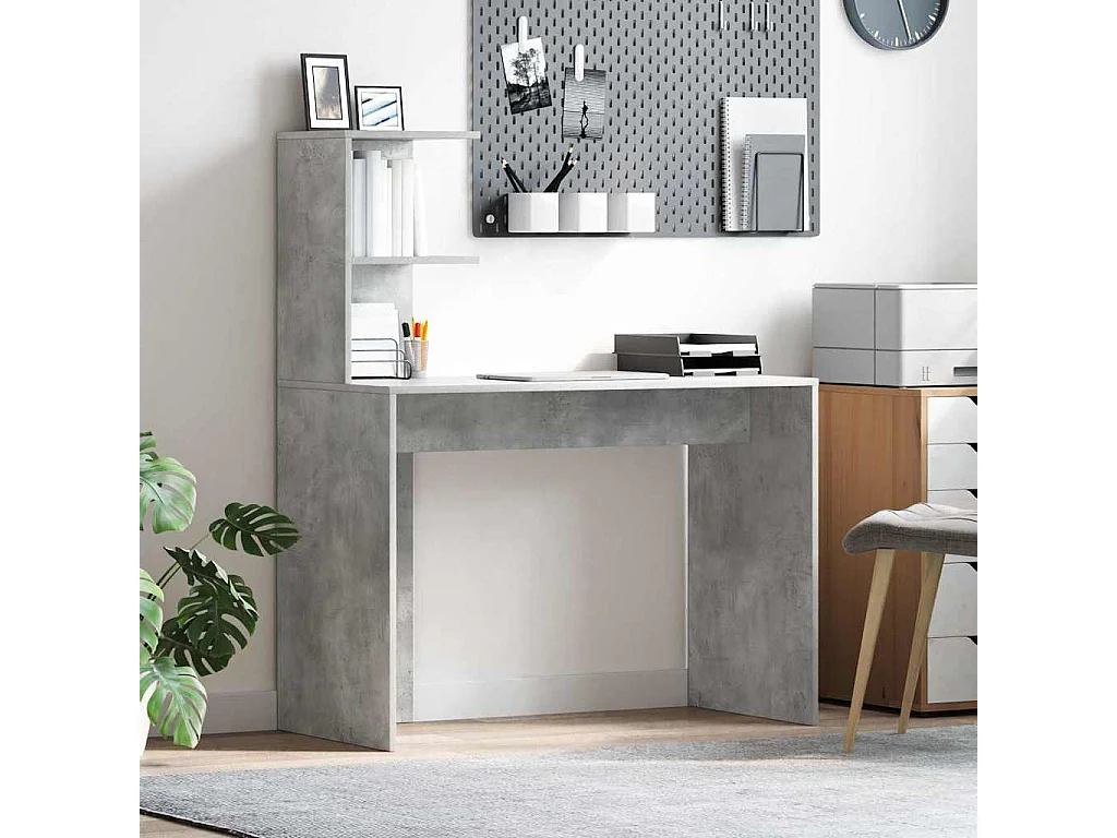 Bureau Gris béton 102 x 50 x 124 cm Bois d'ingénierie