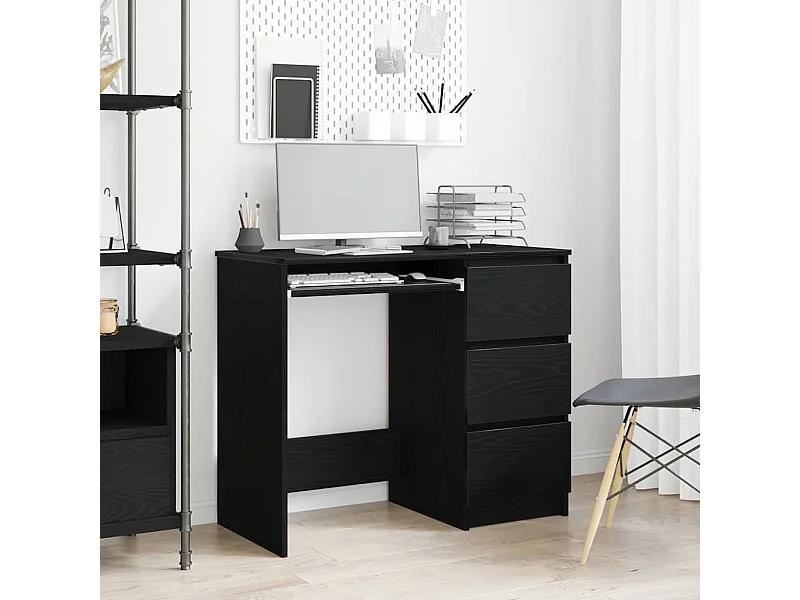 Bureau 90x45x76 cm spaanplaat zwart eikenkleurig