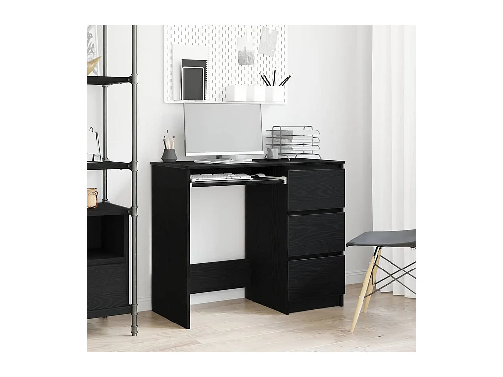 Bureau chêne noir 90x45x76 cm bois d'ingénierie