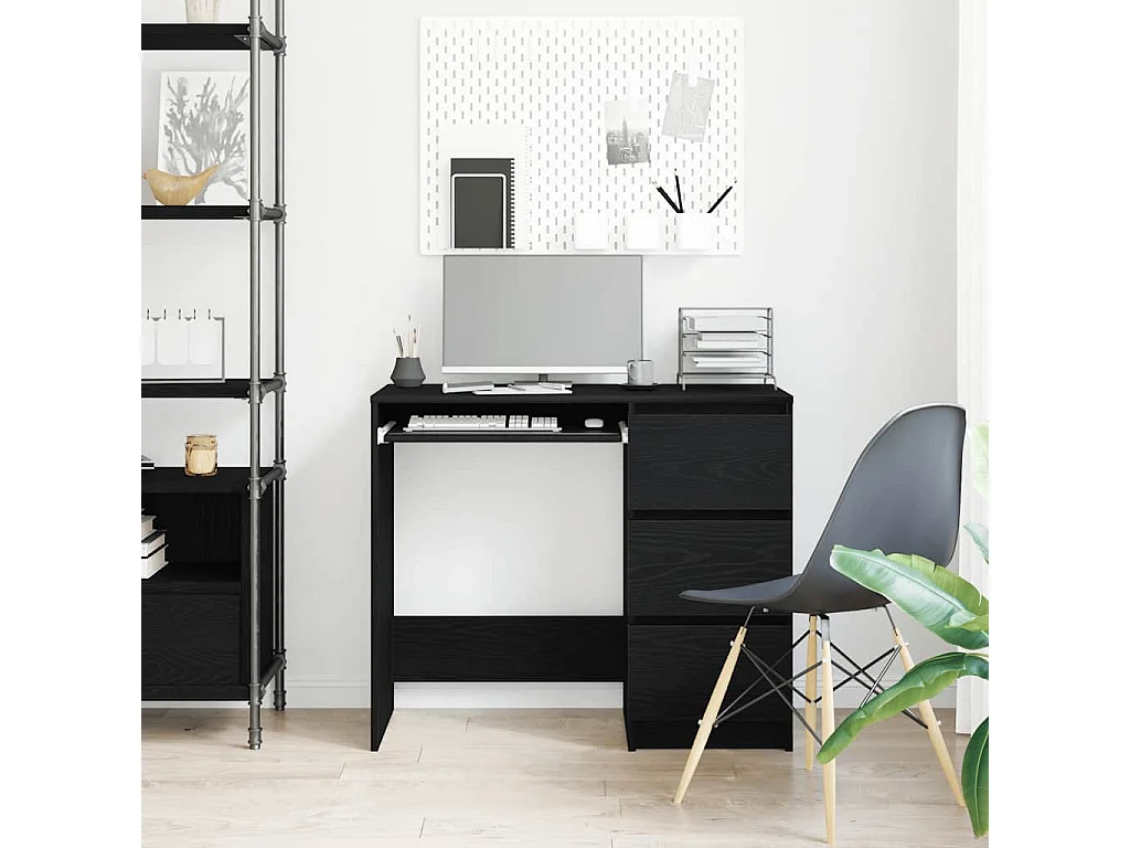 Bureau chêne noir 90x45x76 cm bois d'ingénierie