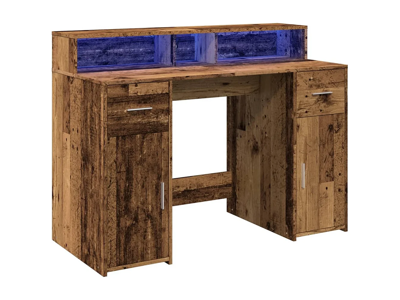Bureau avec lumières LED vieux bois bois d'ingénierie