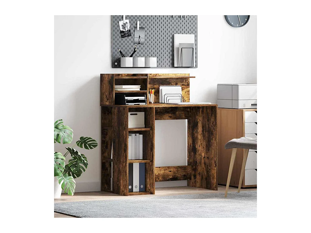 Bureau avec rangement Chêne fumé 90 x 48 x 101,5 cm