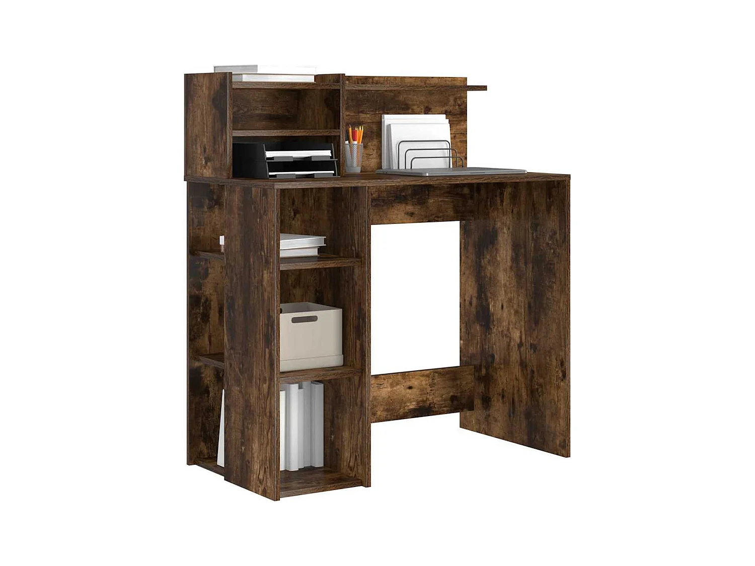 Bureau avec rangement Chêne fumé 90 x 48 x 101,5 cm